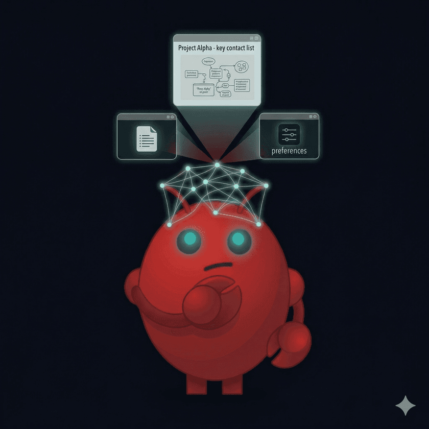 OpenClaw mascot managing knowledge and memory